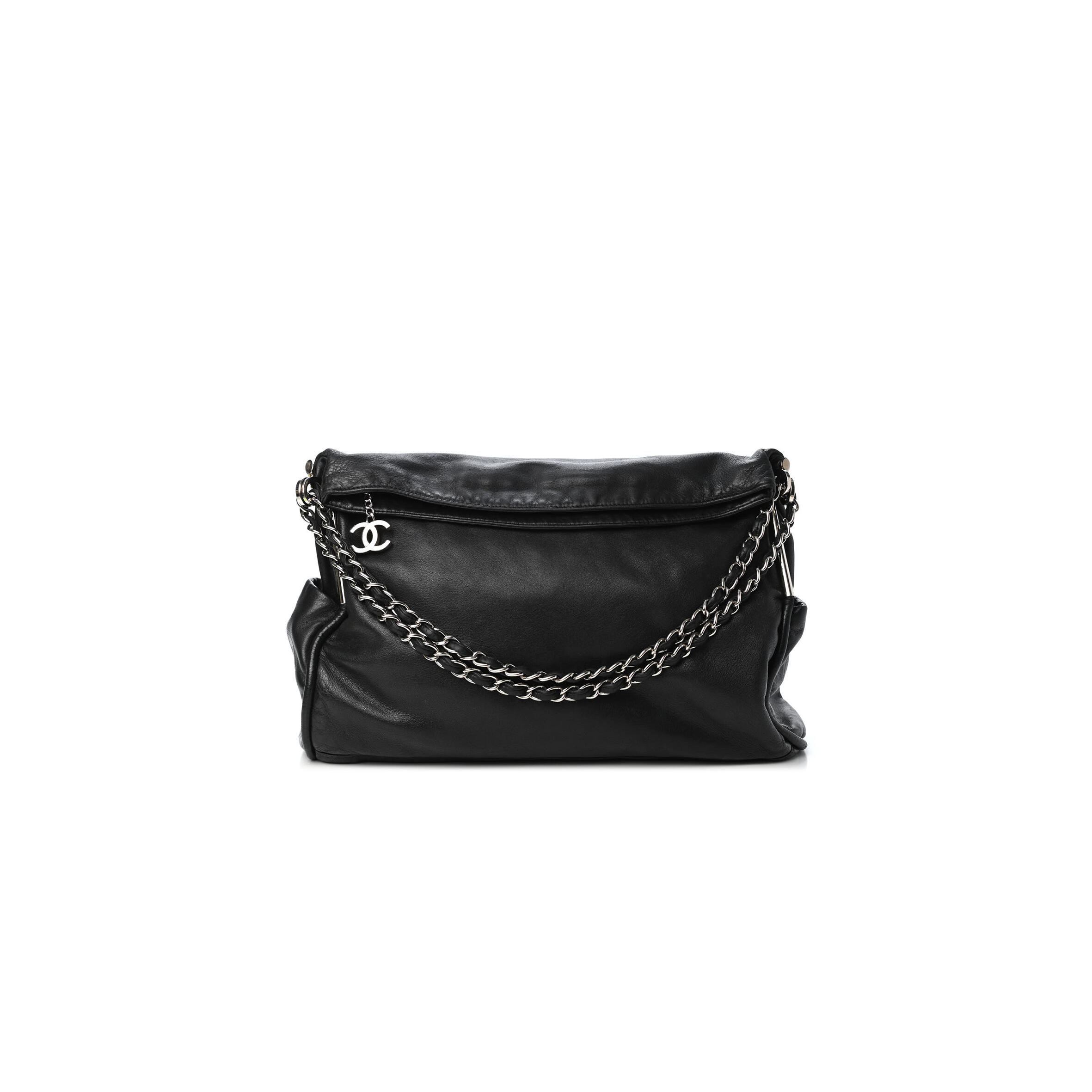 CHANEL MASTER LARGE SOFT LAMBSKIN HOBO CHAIN FOLDING BAG BLACK 496532 (38*33*17cm)